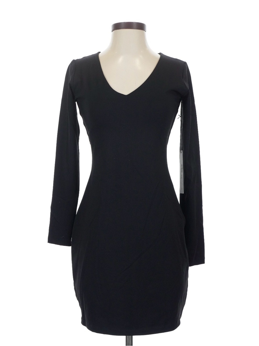 Susana Monaco Black Long-Sleeve V-Neck Sheath Dress Size Small EUC